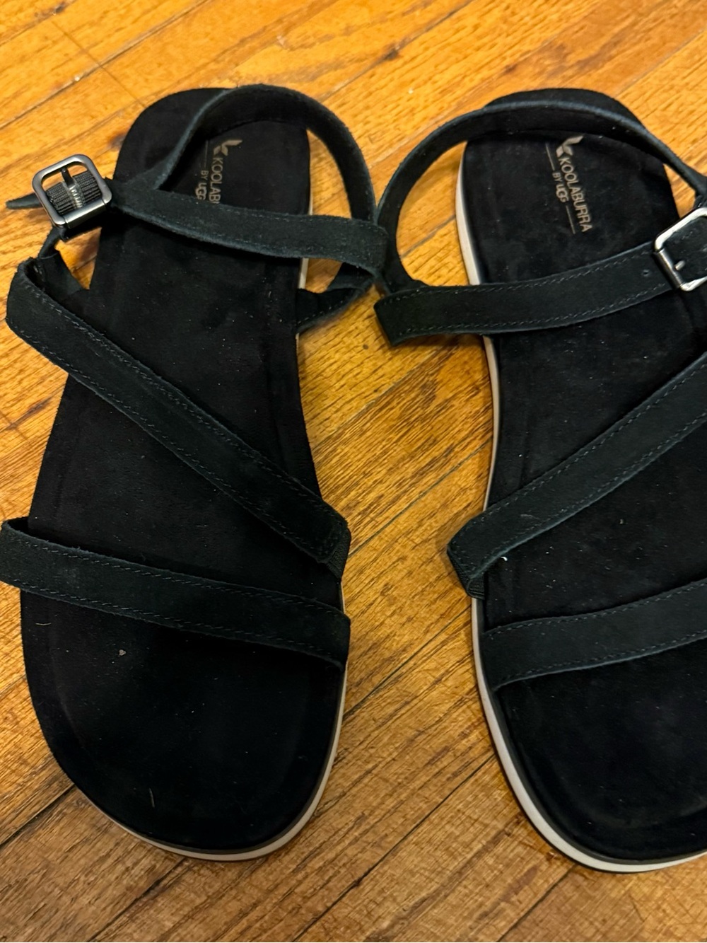 Koolaburra Black Suede Cross-Strap Sandals